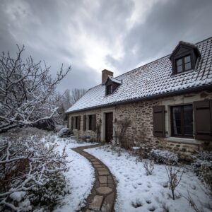 Hivernage résidence secondaire enneigée