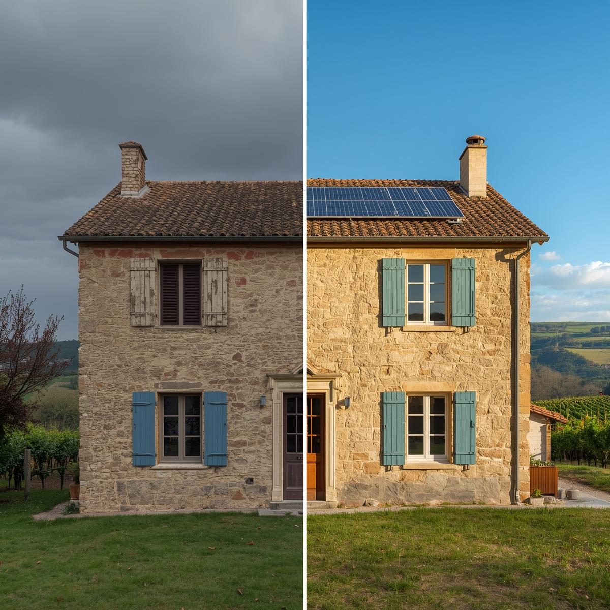 Avant après rénovation énergétique maison Occitanie